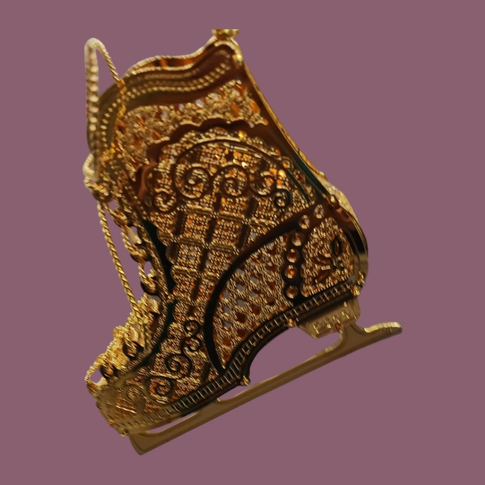 Danbury mint vtg ice skate 23k gold electroplated ornament - Picture 4 of 8